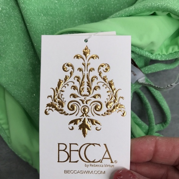 Becca Women's Glimmer One Shoulder One Piece Swimsuit SIze M New - Picture 4 of 10